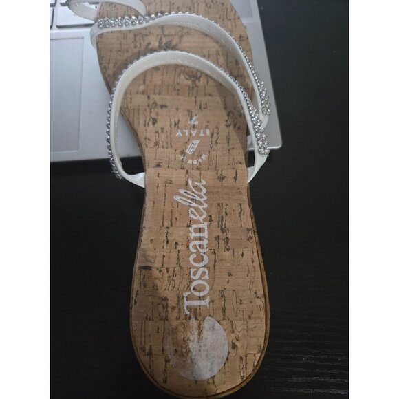 Toscanella Womens Slip On Sandals Size 7 Summer Glitter Neutral Glam Sparkly - Picture 7 of 11